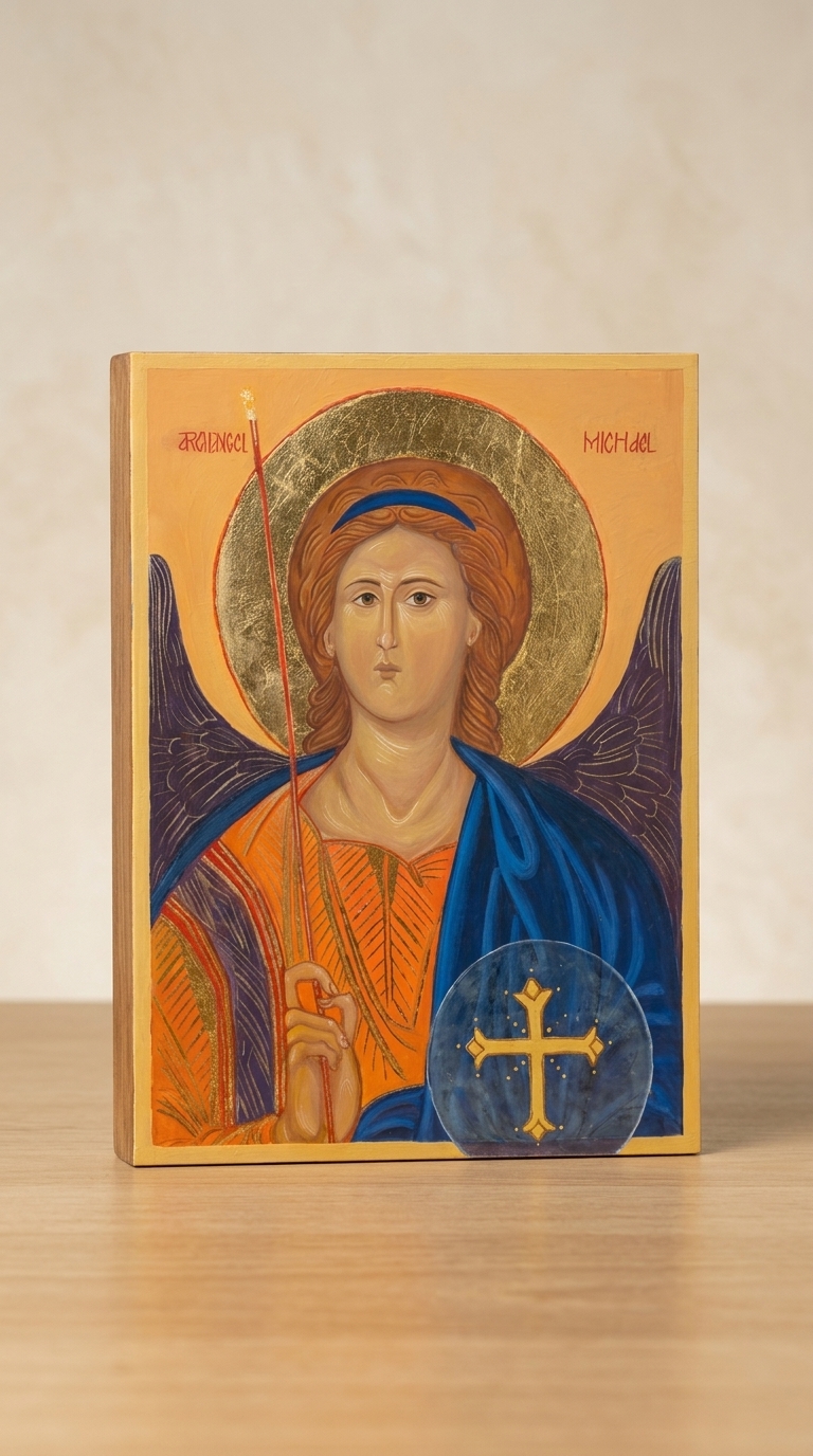 Archangel Michael Icon on Wood